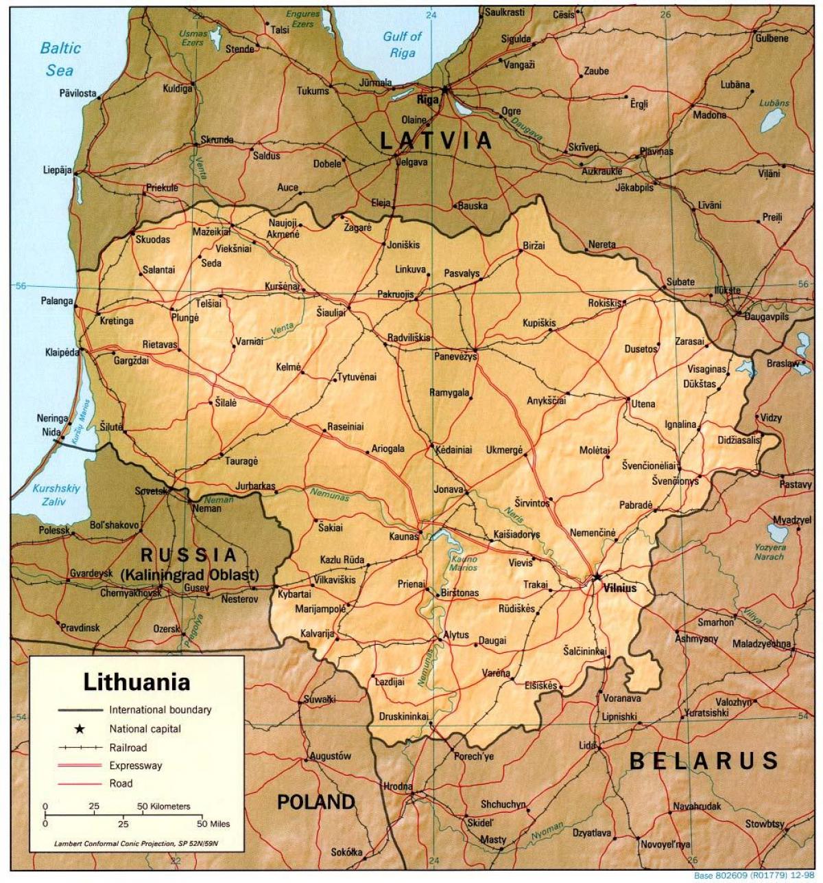 Kaart van Litouwen