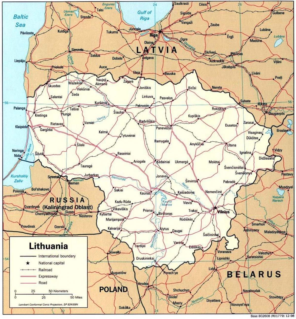 kaart van Litouwen