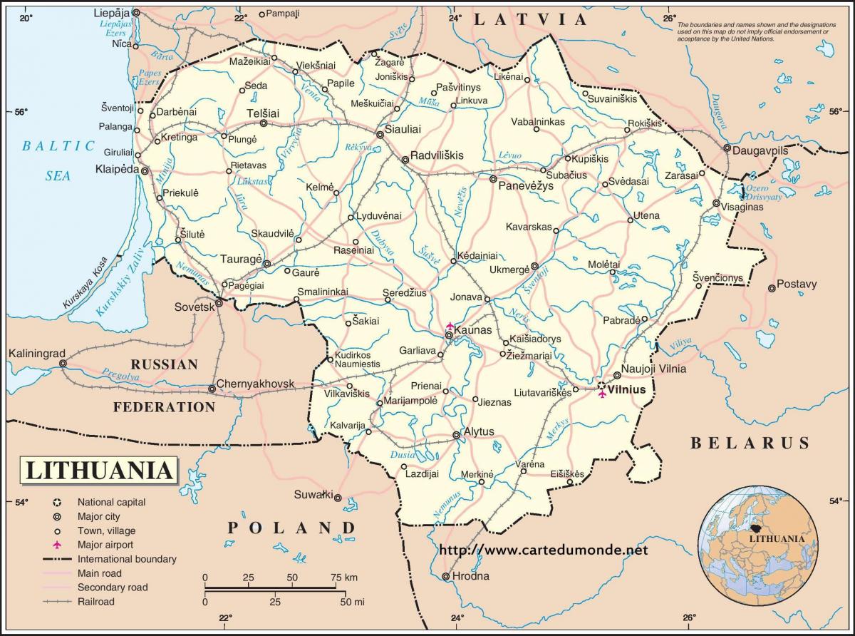 Kaart van Litouwen land