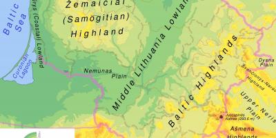 Kaart van Litouwen fysieke